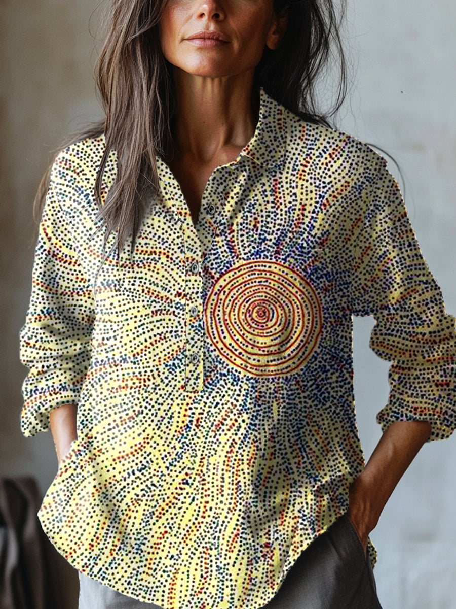 Deborah | Dot-Patterned Artistic Blouse
