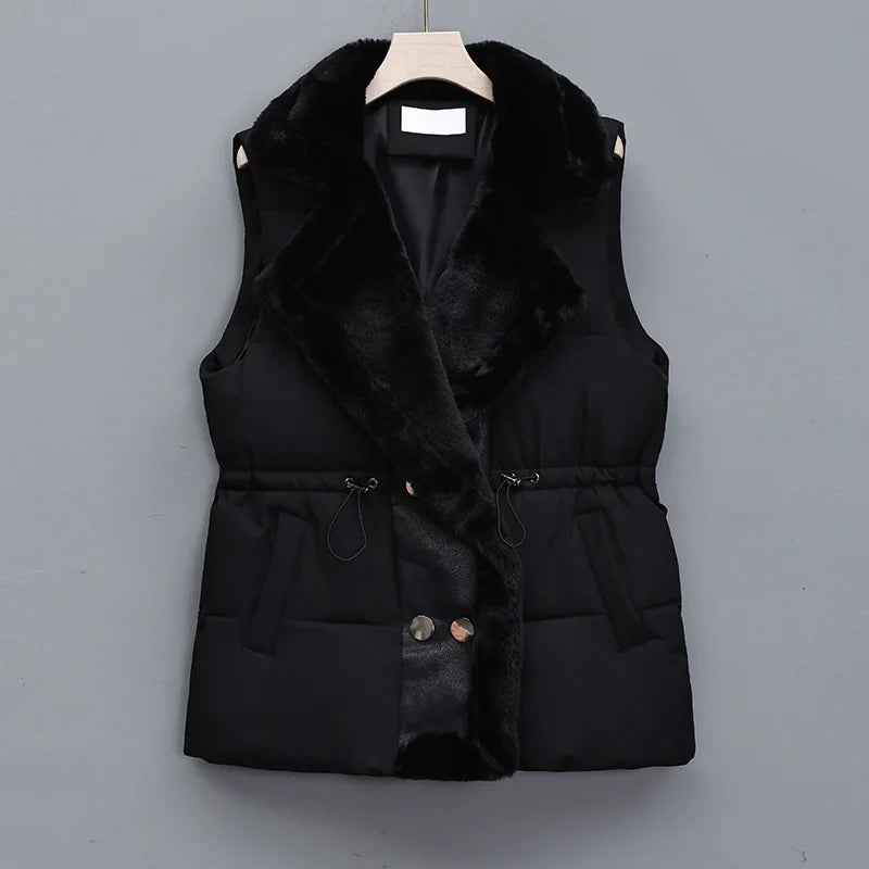 ARIA | Fur Trim Drawstring Puffer Vest