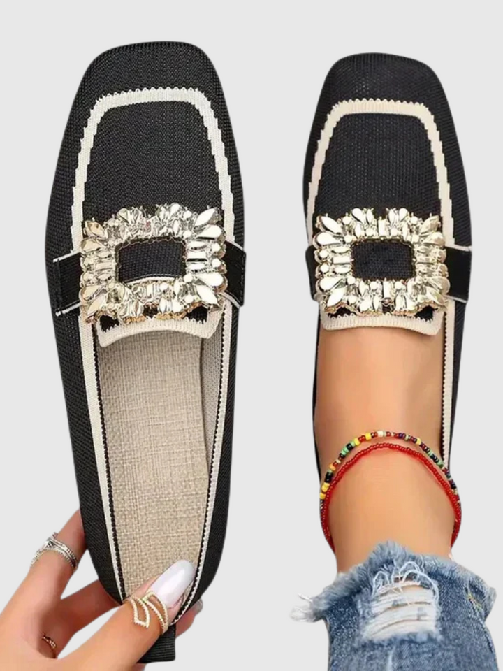 Isabelle | Crystal Buckle Loafers