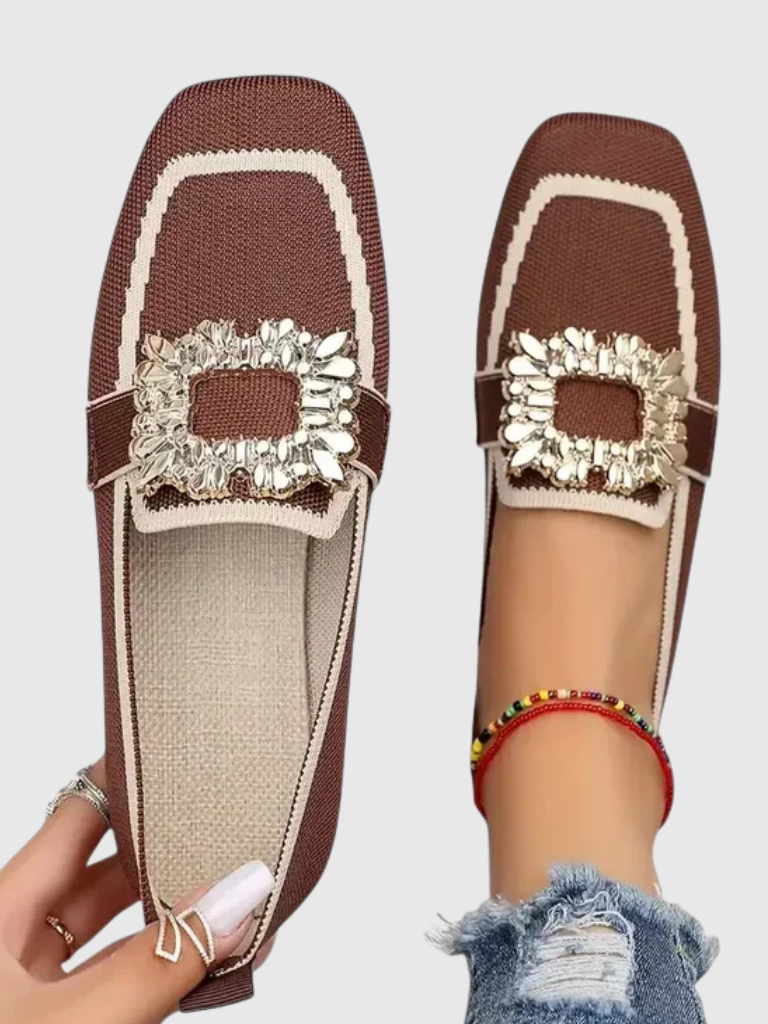 Isabelle | Crystal Buckle Loafers