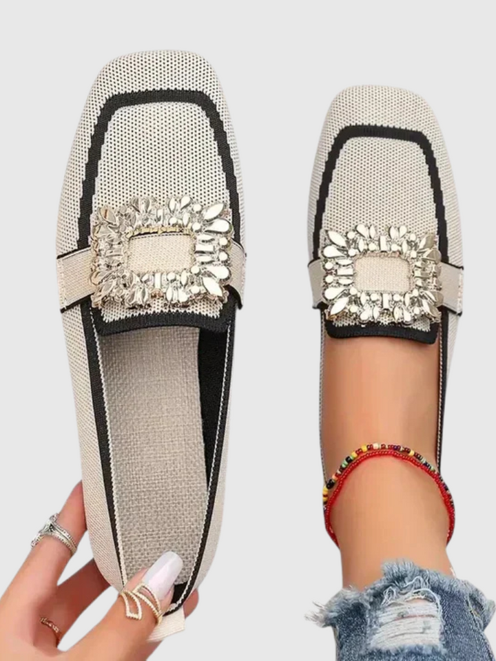 Isabelle | Crystal Buckle Loafers