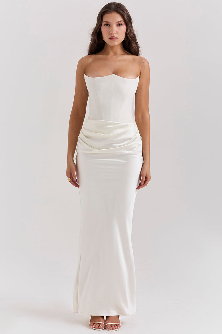 Paloma - Elegant Satin Strapless Maxi Dress